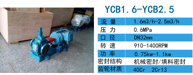 YCB-2.5/0.6圆弧齿轮泵