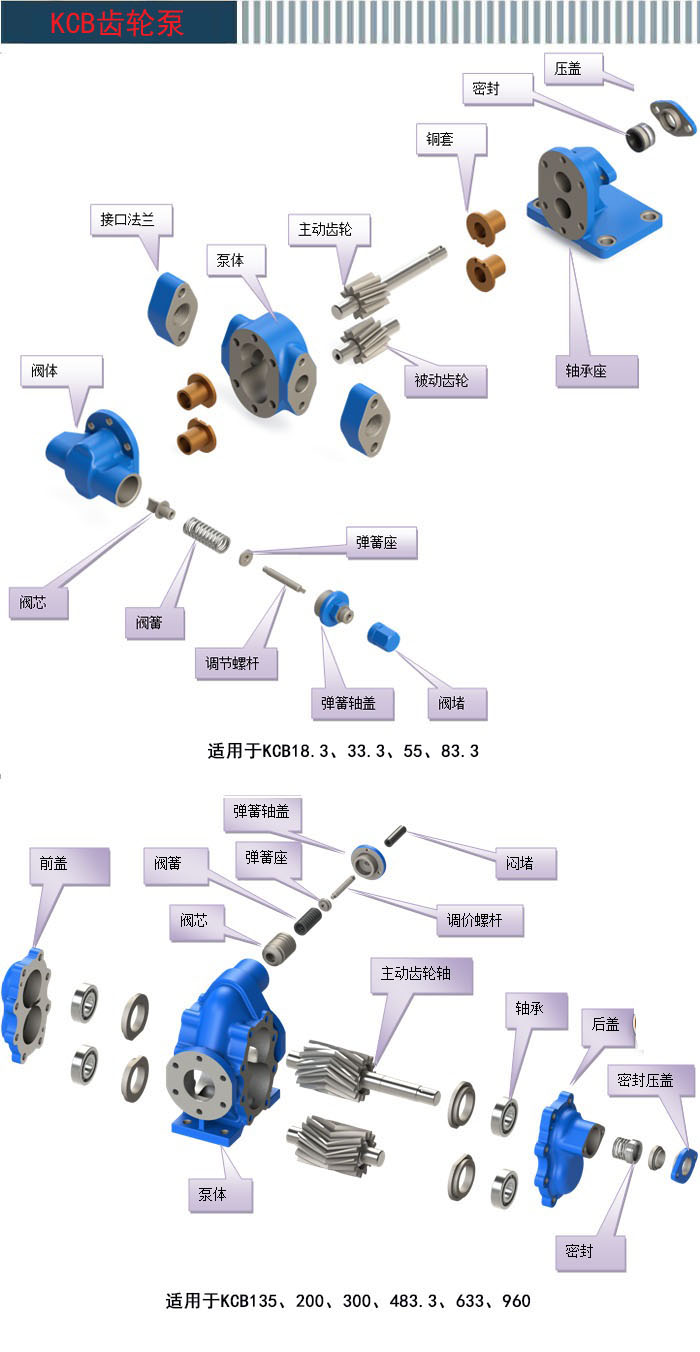 KCB人字形齿轮泵分解图